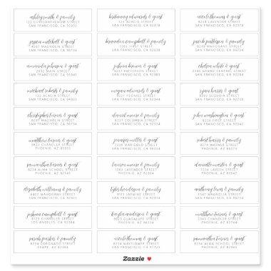 Wedding Guest Names Address Modern Simple Chic Sticker