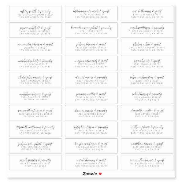 Wedding Guest Names Address Modern Simple Chic Sticker