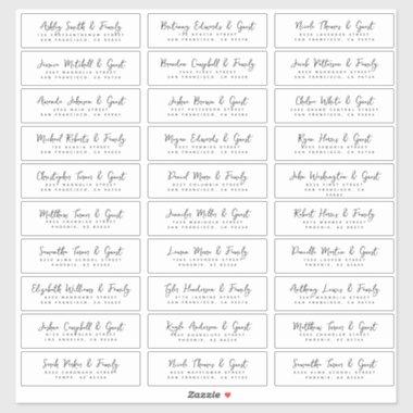 Wedding Guest Names & Address Simple Modern Chic Sticker