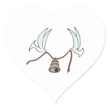 Wedding Hearts Doves Carry Wedding Bell Weddings Heart Sticker