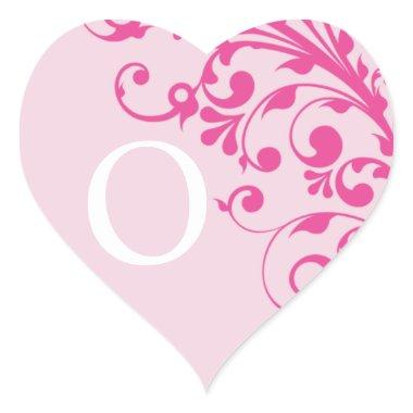 Wedding Hearts Letter O Monogram Pink Wedding Heart Sticker
