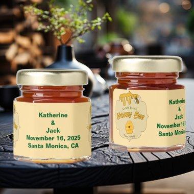 Wedding Honey Bee With Customizable Text Label Honey Jar Favors