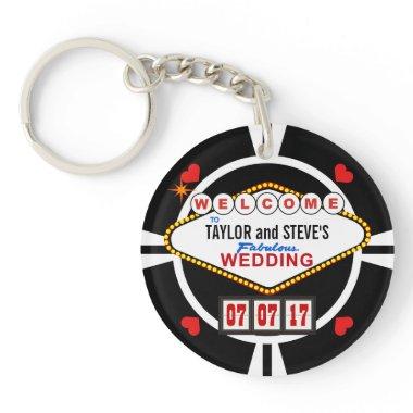 Wedding in Vegas Casino Favor Poker Chip Keychain