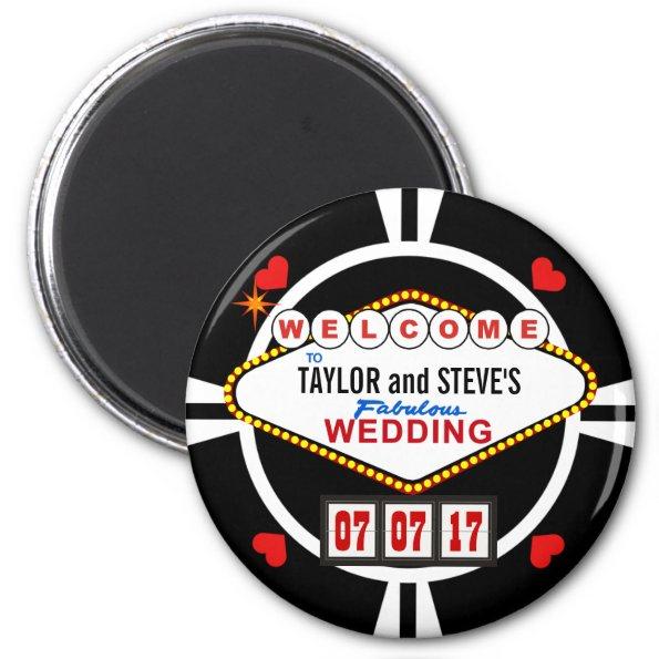 Wedding in Vegas Casino Favor Poker Chip Magnet