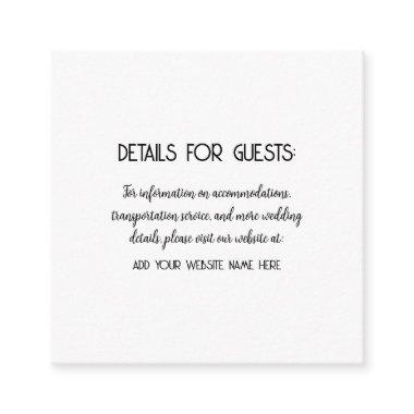 Wedding Information Guests Black White Cool Enclosure