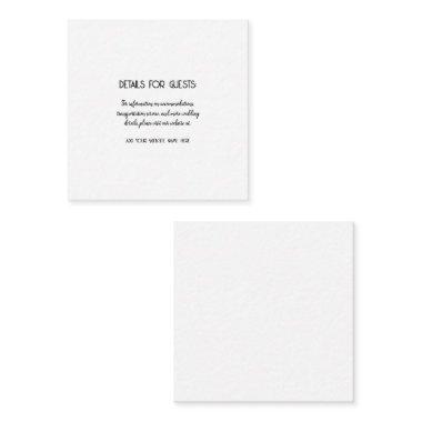 Wedding Information Guests Black White Simple Enclosure Invitations