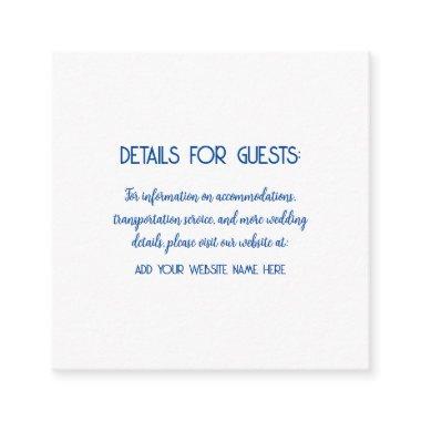 Wedding Information Guests Blue White Cool Enclosure