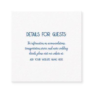 Wedding Information Guests Blue White Cool Enclosure Invitations