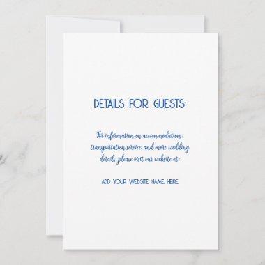 Wedding Information Guests Blue White Trendy Invitations