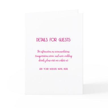 Wedding Information Guests Pink White Minimalist