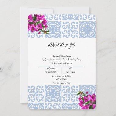 wedding Invitations in blue romantic italian style