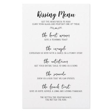 Wedding Kissing Menu Calligraphy Black & White