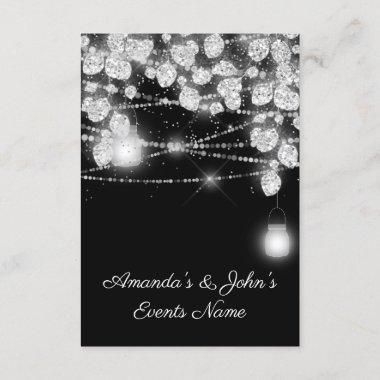 Wedding Lights Jars Glitter Gray Black White Invitations