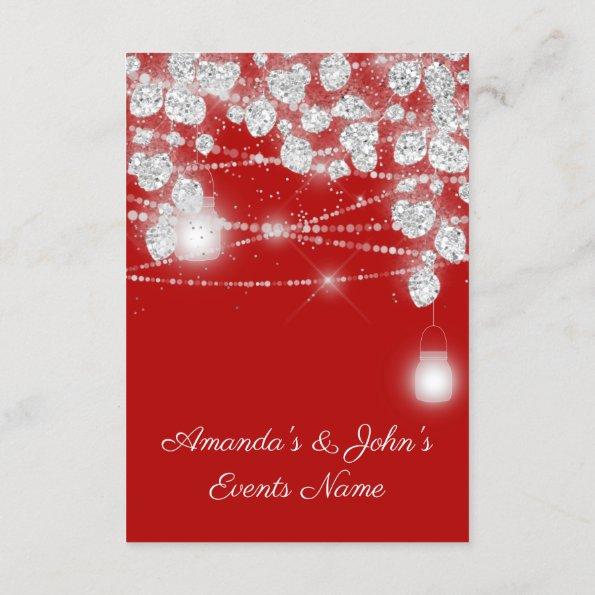 Wedding Lights Jars Glitter Gray Silver Red Invitations