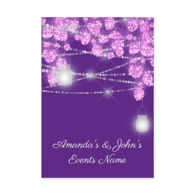 Wedding Lights Jars Glitter Purple Pink Violet Invitations