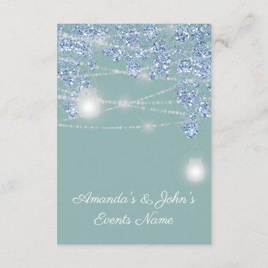 Wedding Lights Jars Rustic Glitter Blue Mint Invitations