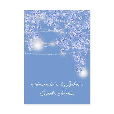 Wedding Lights Jars Rustic Glitter Blue Spark Invitations