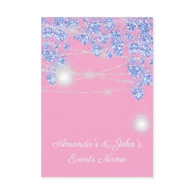 Wedding Lights Jars Rustic Glitter Blue Spark Pink Invitations