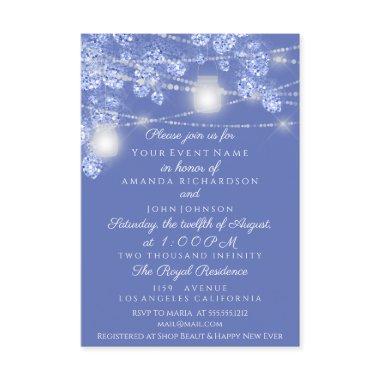 Wedding Lights Jars Rustic Glitter Blue Spark Sky Invitations