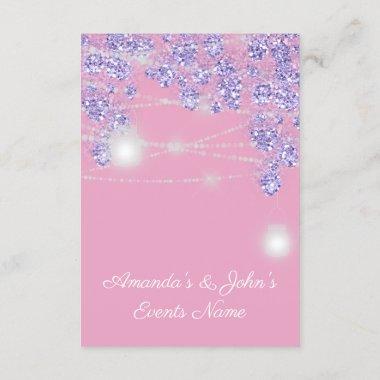 Wedding Lights Jars Rustic Glitter Purple Pink Invitations