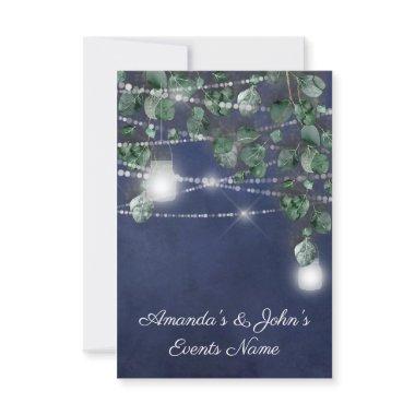 Wedding Lights Jars Rustic Green White Blue Nave