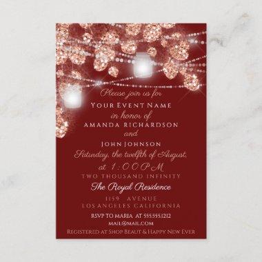 Wedding Lights Jars Rustic Rose Gold Blush Burgund Invitations