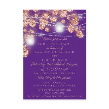 Wedding Lights Jars Rustic Rose Gold Blush Purple