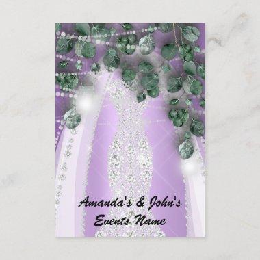 Wedding Lights Rustic Green Dress Diamond Violet Invitations