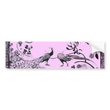 WEDDING LOVE BIRDS black and pink Bumper Sticker