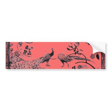 WEDDING LOVE BIRDS black and pink Bumper Sticker