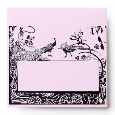 WEDDING LOVE BIRDS , black and pink Envelope