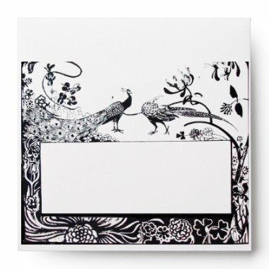 WEDDING LOVE BIRDS , black and white Envelope