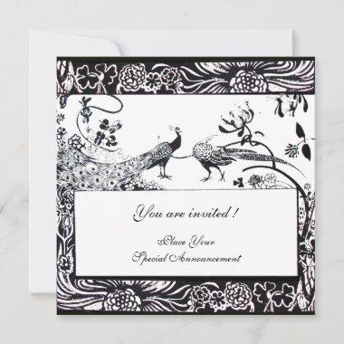 WEDDING LOVE BIRDS ,black and white Invitations