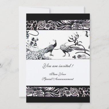 WEDDING LOVE BIRDS ,black and white Invitations