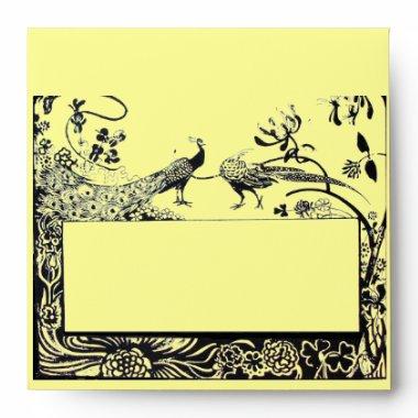 WEDDING LOVE BIRDS , black and yellow Envelope