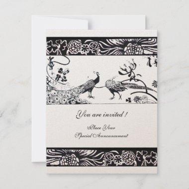 WEDDING LOVE BIRDS ,black champagne metallic paper Invitations