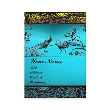 WEDDING LOVE BIRDS ,black white,blue aquamarine Business Invitations