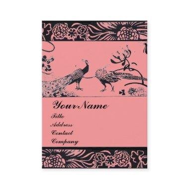 WEDDING LOVE BIRDS MONOGRAM ,black and white pink Business Invitations