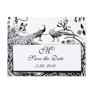 WEDDING LOVE BIRDS MONOGRAM black and white Post