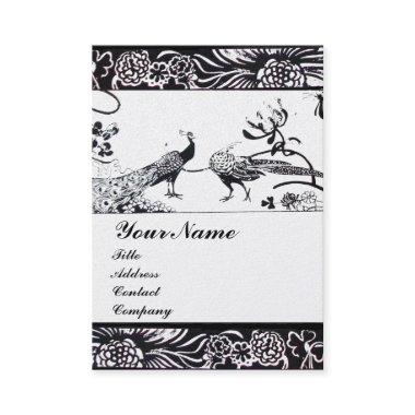 WEDDING LOVE BIRDS MONOGRAM Black White Pearl Business Invitations