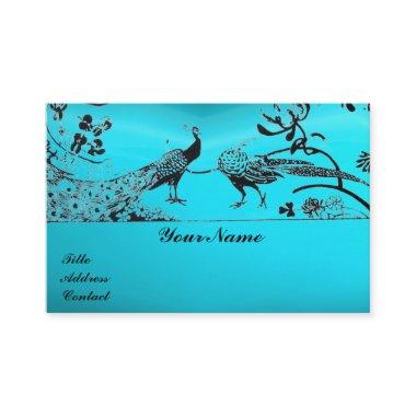 WEDDING LOVE BIRDS / PEACOCKS Black Blue Turquoise Business Invitations