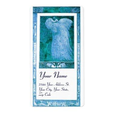 WEDDING LOVE PEACOCK , blue turquase white Label