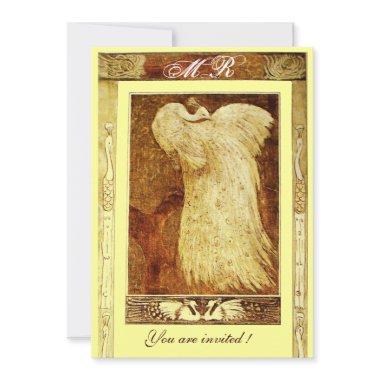 WEDDING LOVE PEACOCK MONOGRAM ,brown yellow