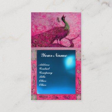 WEDDING LOVE PEACOCK MONOGRAM pink blue sapphire Business Invitations
