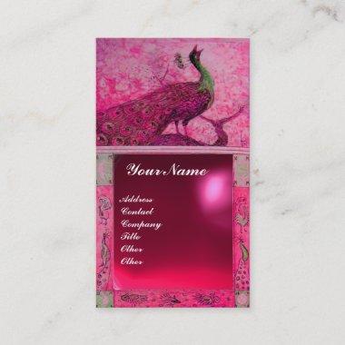WEDDING LOVE PEACOCK MONOGRAM pink red ruby Business Invitations
