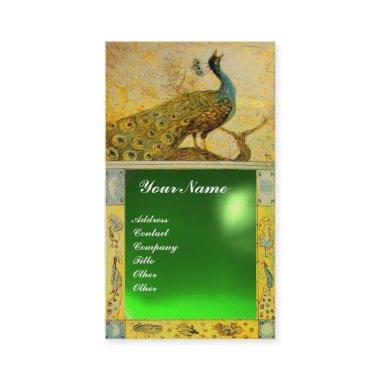 WEDDING LOVE PEACOCK MONOGRAM yellow green emerald Business Invitations