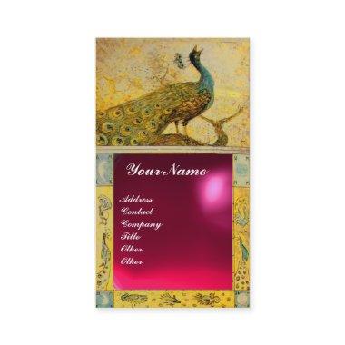 WEDDING LOVE PEACOCK MONOGRAM yellow pink red ruby Business Invitations