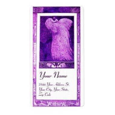WEDDING LOVE PEACOCK , purple violet white Label