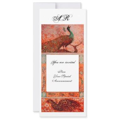 WEDDING LOVE PEACOCKS MONOGRAM red orange white