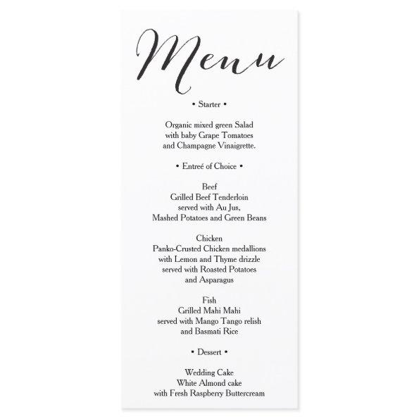 Wedding Menu -  Menu - Rustic